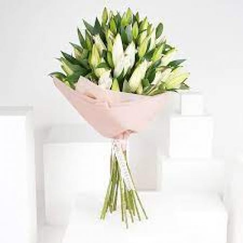 25 White Lilies | Pink Wrap